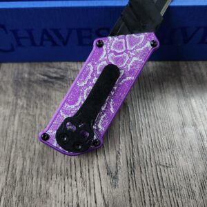 il_fullxfull.8101470683_q6d6.jpg Chaves Chub Utility Knife – Purple Anodized Snakeskin Pattern – Custom Engraved Box Cutter – EDC Utility Blade – New In Box