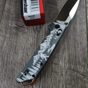 Custom Kershaw Iridium Sasquatch Engraved Knife – Double Sided Bigfoot Forest Scene PNW - Kershaw EDC - Complete knife