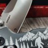 Custom Kershaw Iridium Sasquatch Engraved Knife – Double Sided Bigfoot Forest Scene PNW - Kershaw EDC - Complete knife