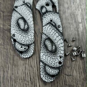 Benchmade Griptilian Aluminum Scales – Black Anodized 3D Snake Pattern – Custom Engraved Griptilian Scales – Satin Hardware Included