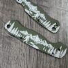 Custom Spyderco PM2 Bigfoot Scales – Custom Engraved Sasquatch Mountain Scene – OD Green Aluminum Loop PM2 Scales – Pacific Northwest EDC