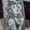 Chaves CHUB OTF Utility Knife - Gothic Tattoo Girl Engraved - Skull & Scrollwork Art - Custom EDC Box Cutter - USA Made