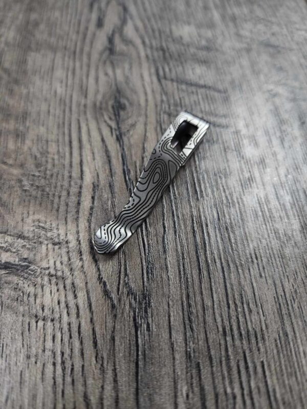 Microtech MSI Clip - Topographic Map - Laser Engraved Titanium - Deep Carry Pocket Knife Clip - Blacksmith or Satin Finish - MADE In USA
