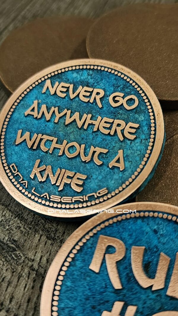 Rule 9 - Deep Laser Engraved Copper Coin - with Shipwreck Patina - Gibbs Knife Rule