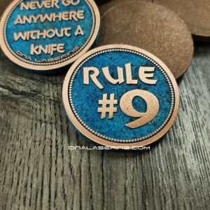 Rule 9 - Deep Laser Engraved Copper Coin - with Shipwreck Patina - Gibbs Knife Rule