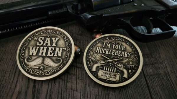 il_fullxfull.8106644830_8x14.jpg Custom 3D Engraved Doc Holliday "I'm Your Huckleberry" Brass Coin | Say When | 3D Laser Engraved 47mm Brass Challenge Coin | Tombstone