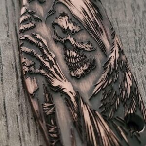 Spyderco PM2 - Grim Reaper - Relief Laser Engraved - Copper Knife Scales - Aged - EDC Gear - Knife & Hardware Optional