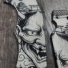 il_fullxfull.8167648882_9ssk.jpg Spyderco Yojumbo Titanium Scales | Black Cerakote Japanese Oni Design | Custom Laser Engraved Titanium Scales | Samurai EDC Upgrade
