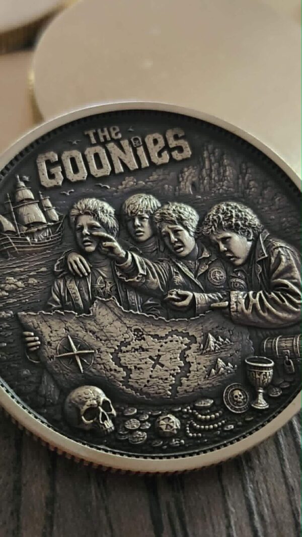 il_fullxfull.8169791428_ss5v.jpg 3D Engraved Goonies Brass Challenge Coin | 50mm Collector Coin | One Eyed Willy Treasure Coin | Goonies Never Say Die | Adventure Movie Fan