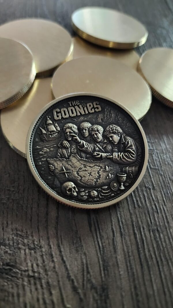 il_fullxfull.8169792518_2w5s.jpg 3D Engraved Goonies Brass Challenge Coin | 50mm Collector Coin | One Eyed Willy Treasure Coin | Goonies Never Say Die | Adventure Movie Fan