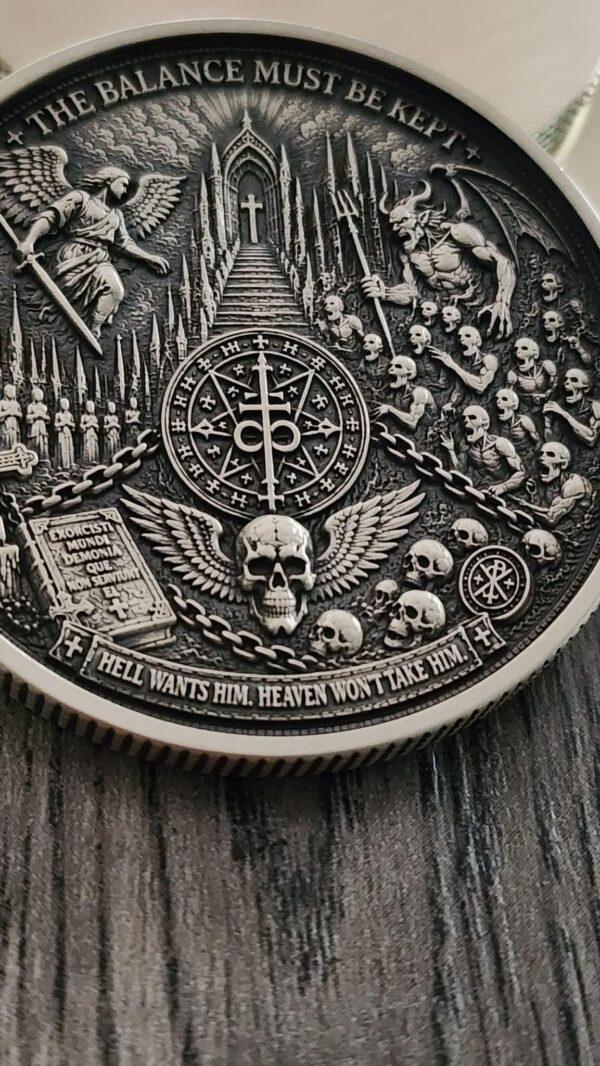Constantine Inspired Brass Challenge Coin | 50mm Collector Coin | Heaven vs Hell Coin | Supernatural Gothic Coin | Exorcist EDC Collectible