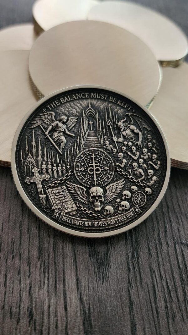 Constantine Inspired Brass Challenge Coin | 50mm Collector Coin | Heaven vs Hell Coin | Supernatural Gothic Coin | Exorcist EDC Collectible
