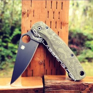Topographic Map - Spyderco PM2 Lotus - Laser Engraved OD Green G-10 Knife Scales - Flytanium Gear - Knife & Hardware Optional