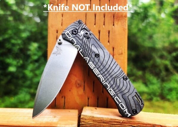 Topographic Map - Benchmade Bugout Crossfade - Laser Engraved - Black Linen Micarta Knife Scales - Flytanium Gear *Scales/Handles Only*