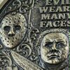 Evil Wears Many Faces Solid Brass Challenge Coin | Horror Movie Inspired Halloween Collectible | 3D Relief Engraved Collector Coin