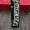 Chaves Redencion 229 Framelock Mag Tanto – Black PVD M390 – Custom Japanese Oni, Skull & Wave Engraving