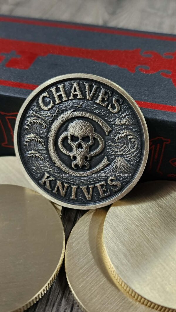 Chaves Knives Inspired Brass Challenge Coin | 50mm Collector Coin | Only the Worthy Hold the Key | 3D Engraved EDC Collectible