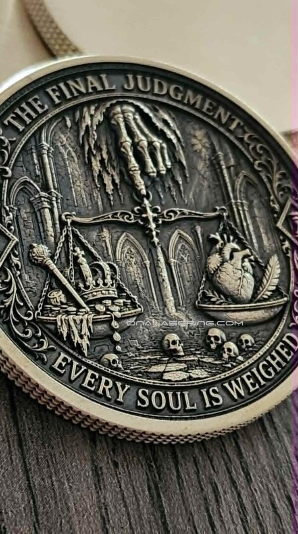 il_fullxfull.8257244057_kwh9.jpg Memento Mori Solid Brass 50mm Challenge Coin | "The Final Judgment" | 3D Relief Engraved | EDC Collector Coin
