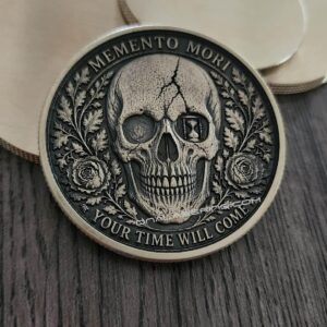 il_fullxfull.8257245481_og2i.jpg Memento Mori Solid Brass 50mm Challenge Coin | "The Final Judgment" | 3D Relief Engraved | EDC Collector Coin