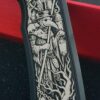 Chaves Redencion 229 Framelock Mag Tanto – Black PVD M390 – Custom Plague Doctor Laser Engraved Scale Insert
