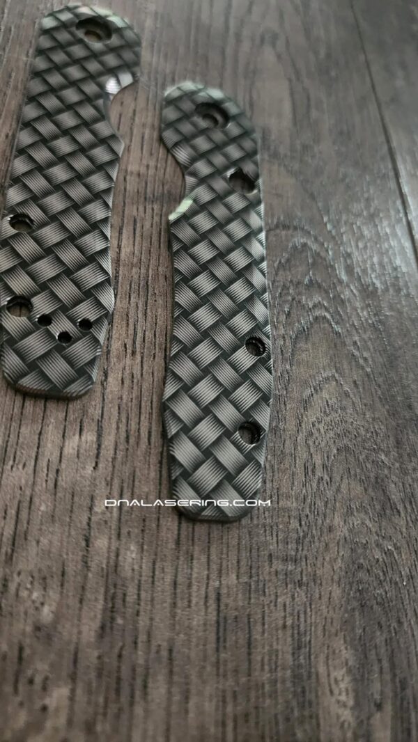 Spyderco Smock Large Pivot - Basketweave Laser Engraved Titanium Scales - EDC Gear - Scales ONLY