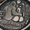 Bigfoot - Boobies - Beer Challenge Coin – 3D Laser Engraved 50mm Brass Coin - Funny Camping & Sasquatch Collector Coin