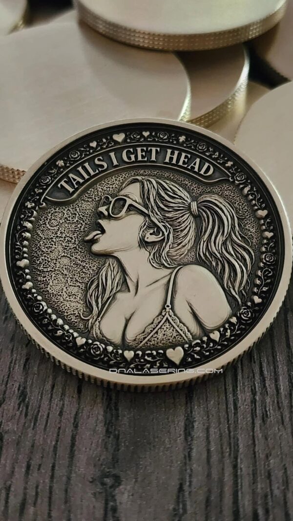 il_fullxfull.8280759981_esjz.jpg Heads I Get Tail - Tails I Get Head Challenge Coin – 50mm Solid Brass | 3D Laser Engraved Novelty Coin | Funny Bachelor Gift