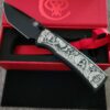 Chaves Redencion 229 Framelock Mag Tanto – Black PVD M390 – Custom Japanese Oni, Skull & Wave Engraving
