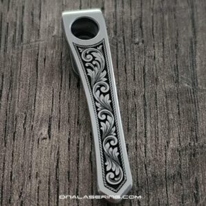Chris Reeve "CRF" Model 1 Flat Top Clip - Custom Scroll - Laser Engraved Titanium - LynchNW Deep Carry Pocket Knife Clip - Made In USA