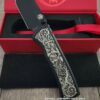 Chaves Redencion 229 Framelock Mag Tanto – Black PVD M390 – Custom Plague Doctor Laser Engraved Scale Insert