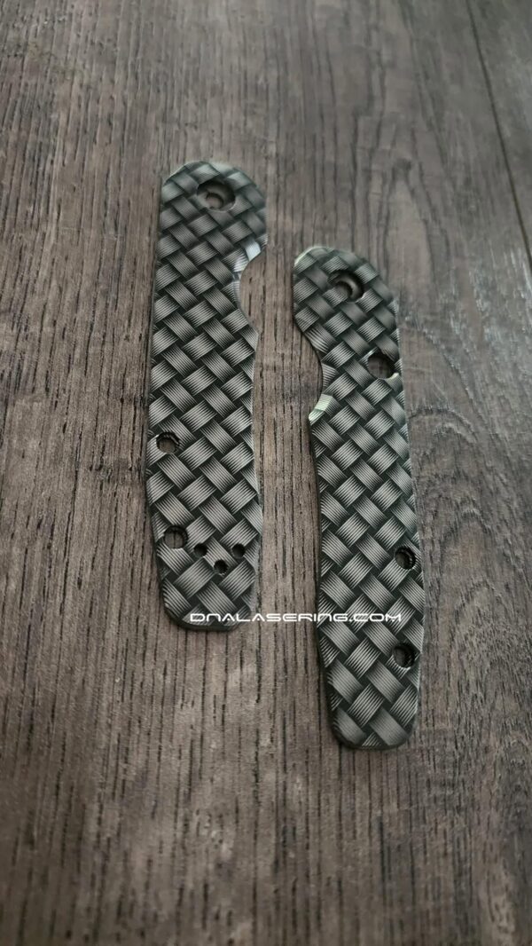 Spyderco Smock Large Pivot - Basketweave Laser Engraved Titanium Scales - EDC Gear - Scales ONLY