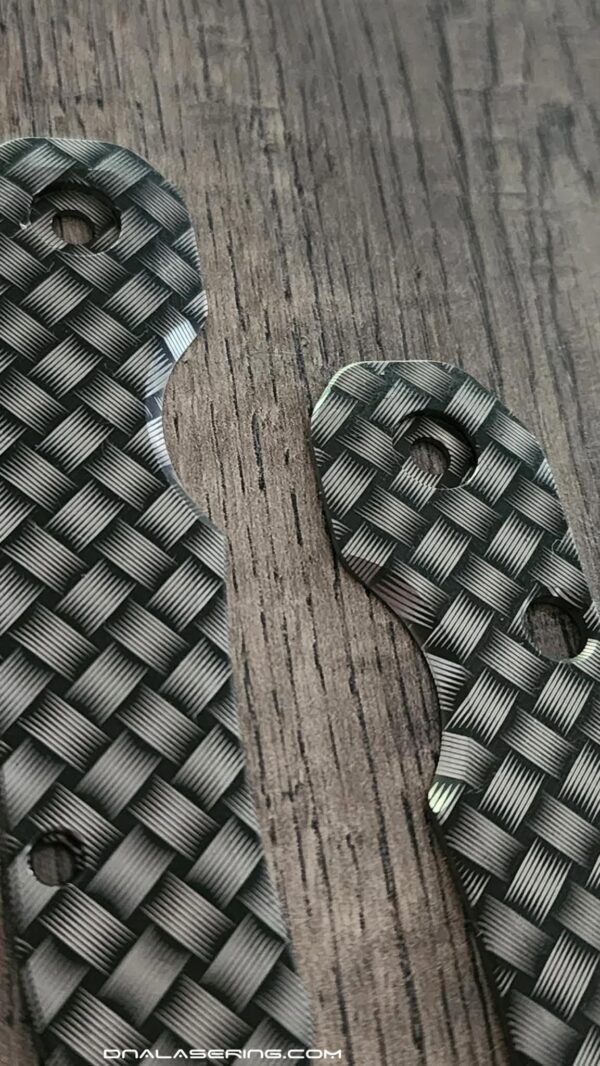 Spyderco Smock Large Pivot - Basketweave Laser Engraved Titanium Scales - EDC Gear - Scales ONLY