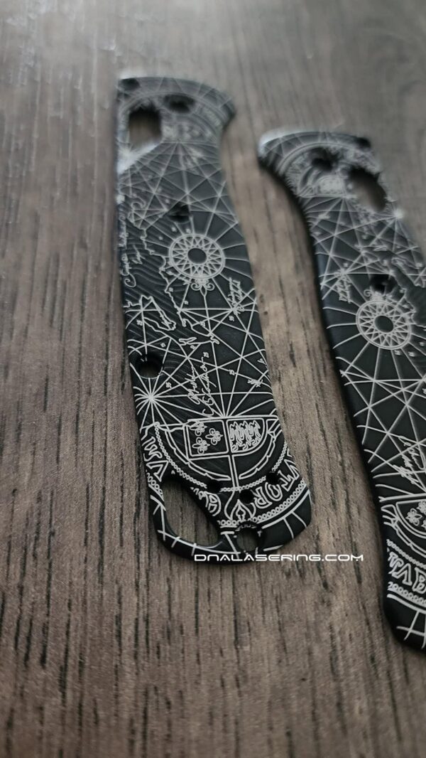 Custom Benchmade Bugout Aluminum Scales – Goonies Map Engraved – Void Black Anodized Scales – Bugout 535 Knife - Flytanium EDC Gear