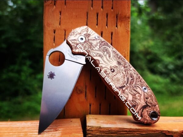 Kraken VS Pirate Ship - Spyderco PM3 - Fiber Laser Engraved Copper Knife Scales - Para 3 Flytanium Gear - Knife & Hardware Optional