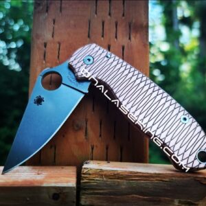 il_fullxfull.4094106939_rkkd.jpg Dual Ping Pattern - Spyderco PM3 - NEW Relief Engraving Style - Laser Engraved - Copper Knife Scales - EDC Gear *Knife Install Optional*