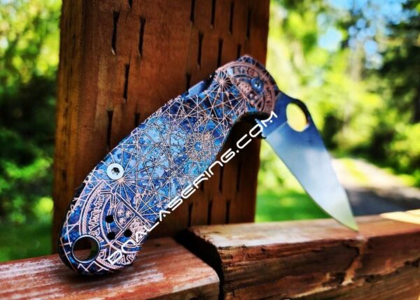 il_fullxfull.4968500096_s0pi.jpg Goonies Map - Shipwreck Patina - Spyderco PM3 - Laser Engraved Copper Knife Scale - Paramilitary 3 Flytanium - Knife & Hardware Optional