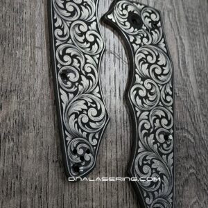 Custom Contoured Scroll - Spyderco YoJumbo - Deep Laser Engraved - Titanium Scales - EDC Gear *Scales/Handles Only*