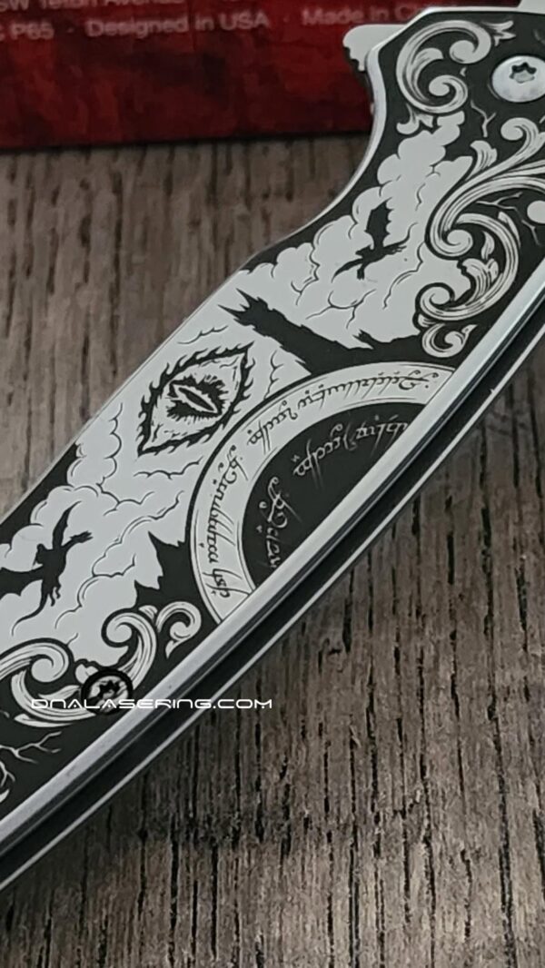 Custom Engraved Kershaw Scour Engraved Knife – Custom LOTR Inspired Design – One Knife to Rule them All - EDC Pocket Knife