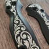 il_fullxfull.8386029520_syze.jpg Titanium Black Laser Engraved Custom Ornate Scroll - Spyderco Paramilitary 2 Lotus Scales - PM2 Scales - Flytanium Gear