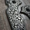Custom Contoured Scroll - Spyderco YoJumbo - Deep Laser Engraved - Titanium Scales - EDC Gear *Scales/Handles Only*