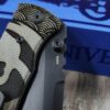 Chaves Blue Label Black Micarta Knife | Seigaiha Wave Engraved Chaves Skull | Black Tanto Blade or Drop Point Available