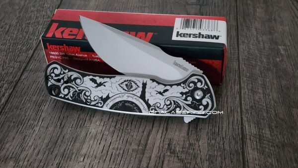 Custom Engraved Kershaw Scour Engraved Knife – Custom LOTR Inspired Design – One Knife to Rule them All - EDC Pocket Knife