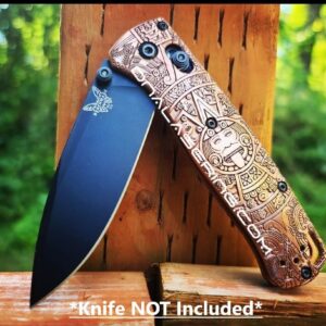 Aztec Calendar - NEW Relief Engraving Style - Benchmade Bugout 535 Copper - Deep Laser Engraved - Flytanium *Scales /handles Only*