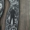 il_fullxfull.8126658569_41b3.jpg Custom Spyderco PM2 Black Aluminum AWT Legacy | Michael Myers & Freddy Krueger Horror Engraving | Custom Laser Engraved - Made in USA!