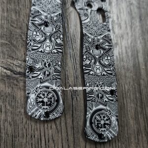 BLEMISH - Benchmade Bugout 535 - Aluminum Black - NO Lanyard Scales - Viking Runes Laser Engraving
