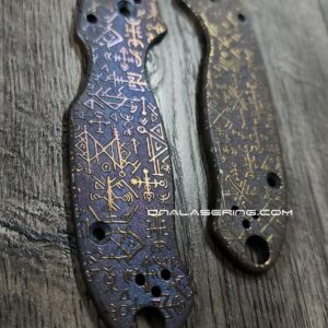 BLEMISH - Spyderco PM3 - Titanium Para 3 Scales - Anodized Viking Runes Relief Laser Engraving