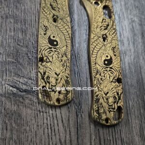 BLEMISH - Benchmade Bugout 535 - Brass Scales - Dragon/Tiger Yin-Yang Laser Engraving